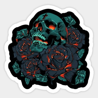 God's Cross on Skull Vintage Sticker